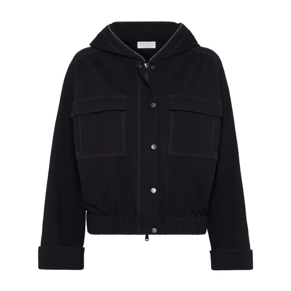 Brunello Cucinelli Black Contrast Hooded Jacket Sz SM.